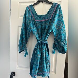 Bohemian Blue and Brown Dress - Cleobella